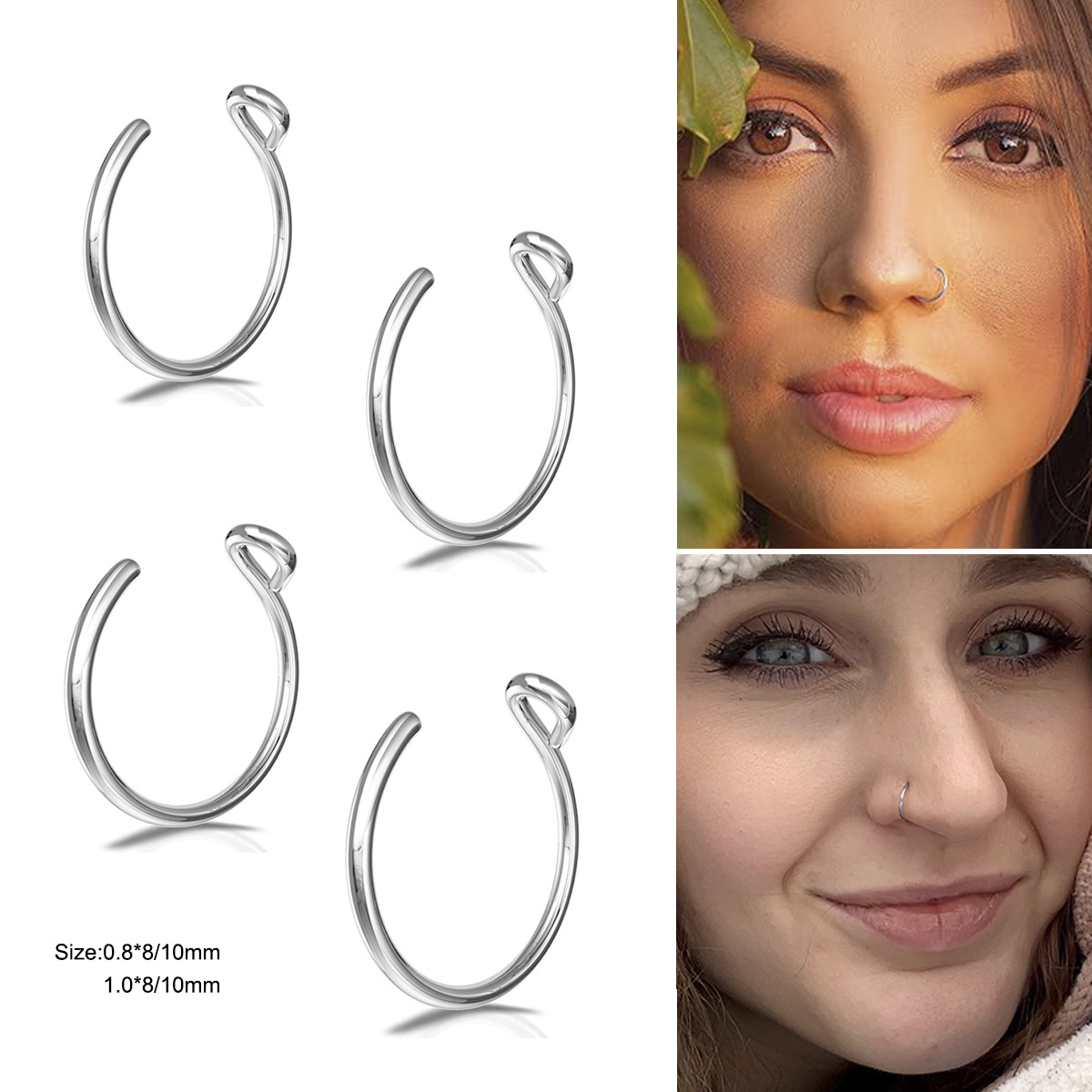 Body Jewelry Metal Types - 2 Piezas de Anillos de Nariz