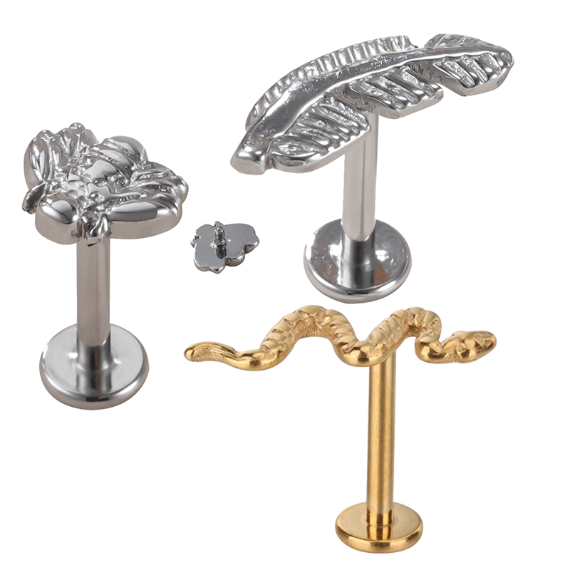Body Jewelry Metal Types - G23 titanio serpiente/abeja/pluma/tipo PIERC labio Stud